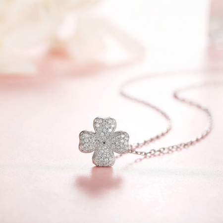 Colier argint rodiat Trifoi cu patru foi [4]