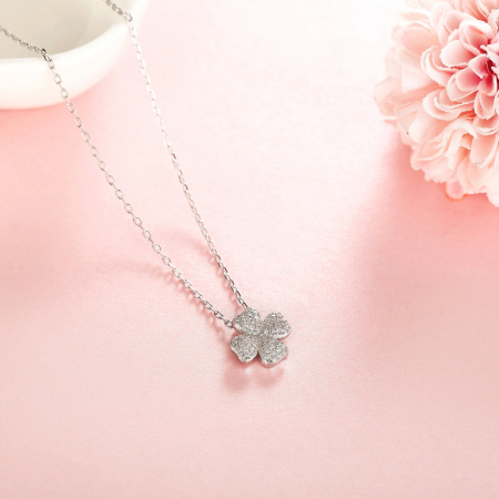 Colier argint rodiat Trifoi cu patru foi [3]