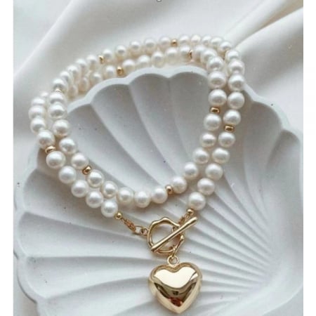 Colier perle placat cu aur Heart [1]