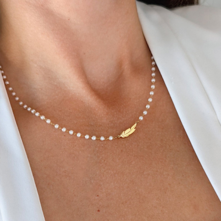 Colier perle Wing placat cu aur