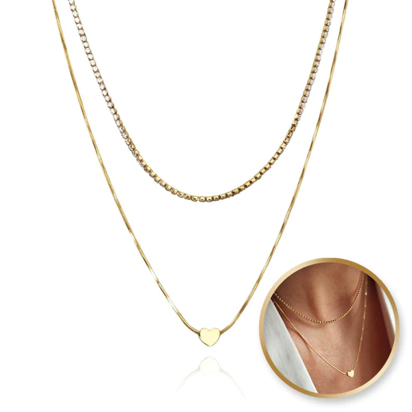 Cadouri femei - Colier placat aur Double