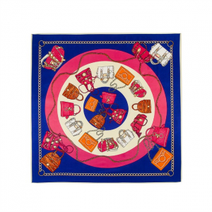 Esarfa din matase si poliester Classic Print Blue [1]