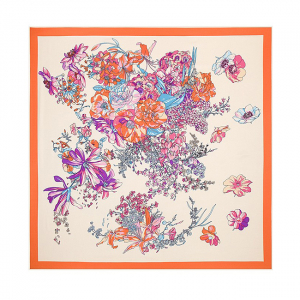 Cadouri de lux pentru femei - Esarfa din matase si poliester Dream Flowers Orange