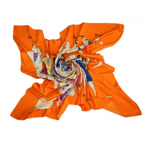 Cadouri de lux pentru femei - Esarfa din matase si poliester Paris Lady Orange
