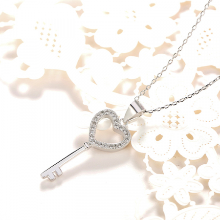 Pandantiv argint rodiat Cheia Inimii [4]