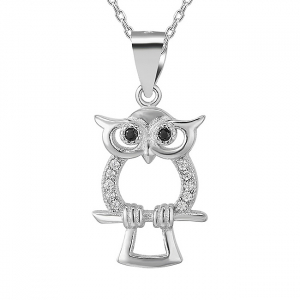 Cadouri Valentine's Day - Pandantiv argint rodiat Owl