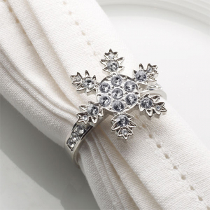 Cadouri Ocazii si Sarbatori - Set 4 inele pentru servet Diamante Snowflake