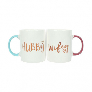 Set cadou 2 cani ceramice Hubby & Wifey [0]