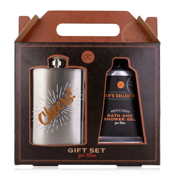 Cadouri Valentine's Day - Set cadou pentru barbati  – Gel de dus si sticla de buzunar in cutie cadou