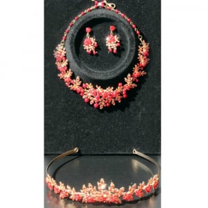 Set tiara, colier si cercei Red Passion [3]