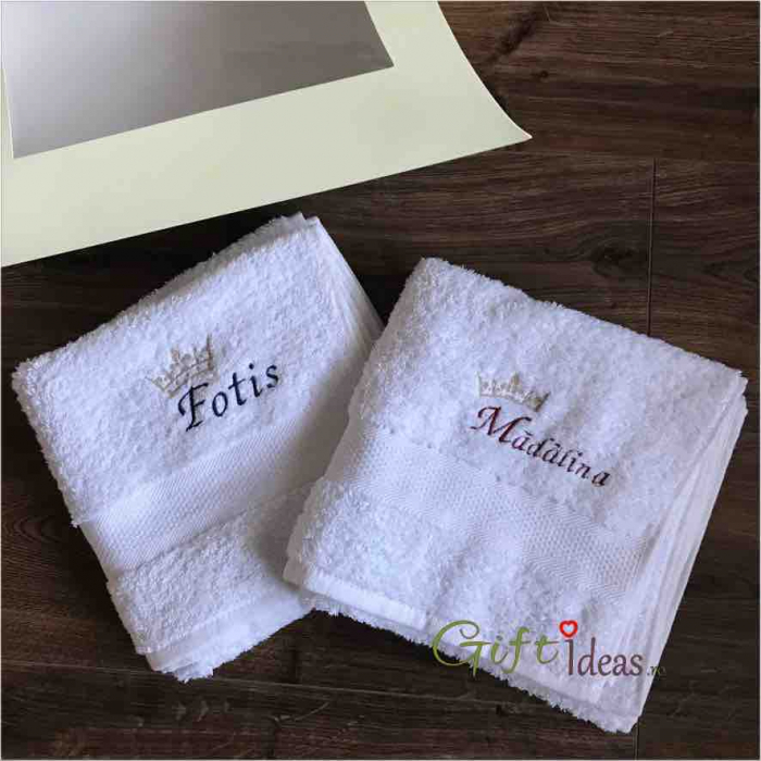 Set cadou prosoape personalizate pentru Ea si pentru El, Queen and King [1]