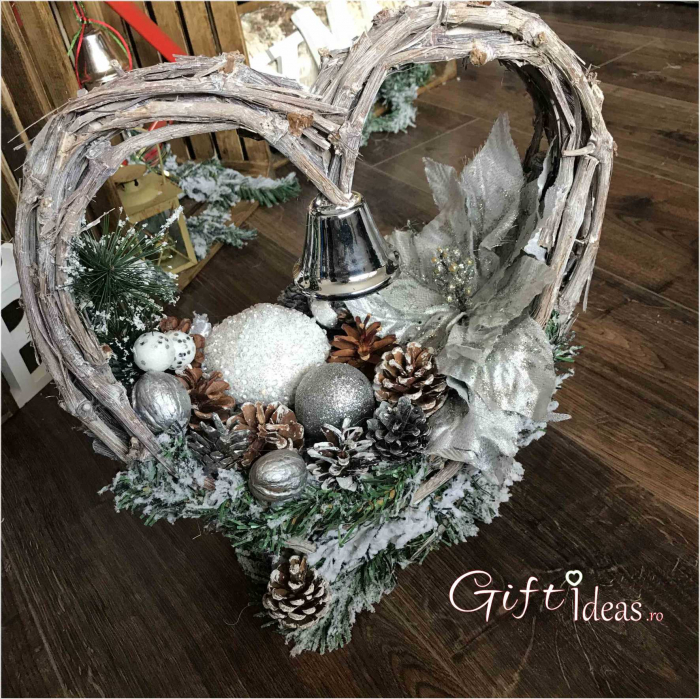 Decoratiune masa Craciun, Silver Heart [3]