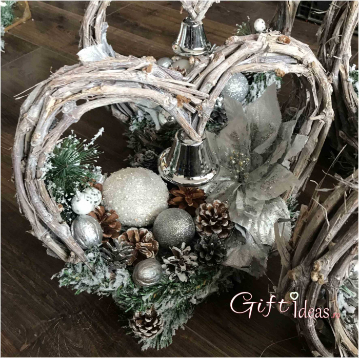 Decoratiune masa Craciun, Silver Heart [1]
