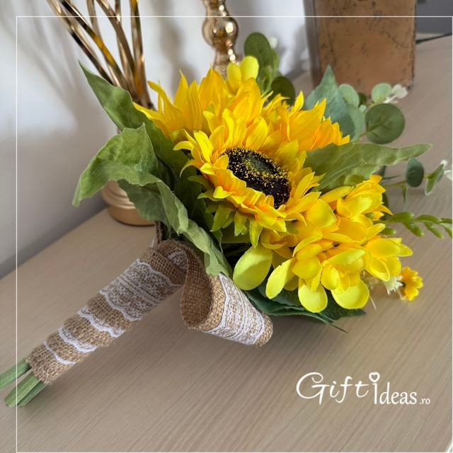 Buchet „Rază de Soare” - Floarea Soarelui pentru Mireasă sau Nașă [3]