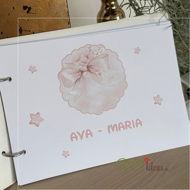 Caiet de amintiri „Fundiță” – Guestbook botez sau aniversare fetiță | format A5, personalizat [3]