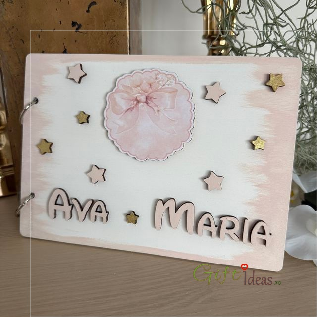 Caiet de amintiri „Fundiță” – Guestbook botez sau aniversare fetiță | format A5, personalizat [2]