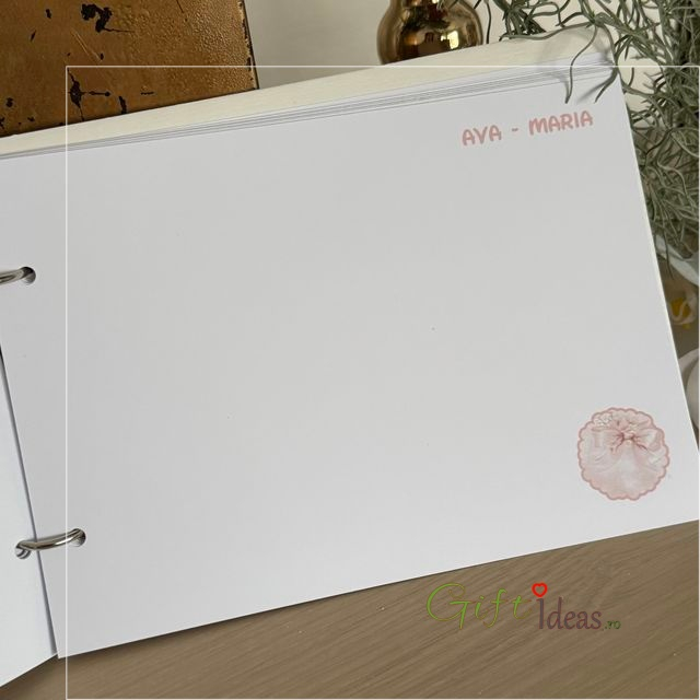Caiet de amintiri „Fundiță” – Guestbook botez sau aniversare fetiță | format A5, personalizat [5]