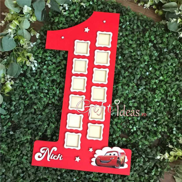 Cifra 1 aniversara cu poze, personalizata nume, masinute Cars [5]