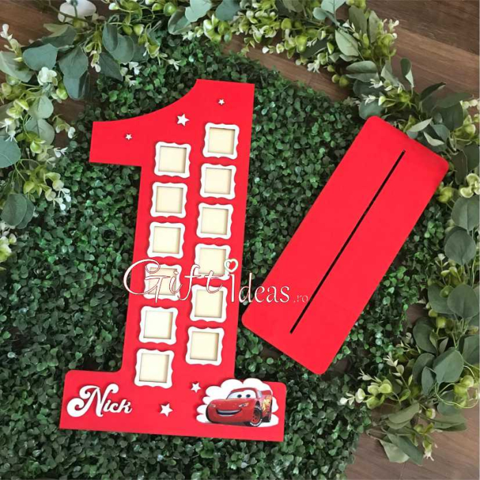 Cifra 1 aniversara cu poze, personalizata nume, masinute Cars [1]