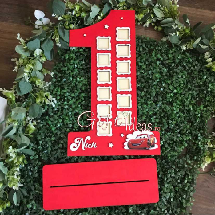 Cifra 1 aniversara cu poze, personalizata nume, masinute Cars [2]