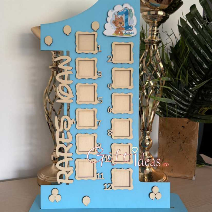 Cifra 1 aniversara cu poze, personalizata nume, Ursuletul cu baloane [4]