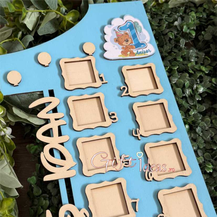 Cifra 1 aniversara cu poze, personalizata nume, Ursuletul cu baloane [2]