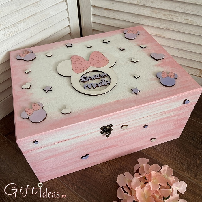 Cufar, cutie amintiri cadou botez Minnie Mouse, personalizat [1]