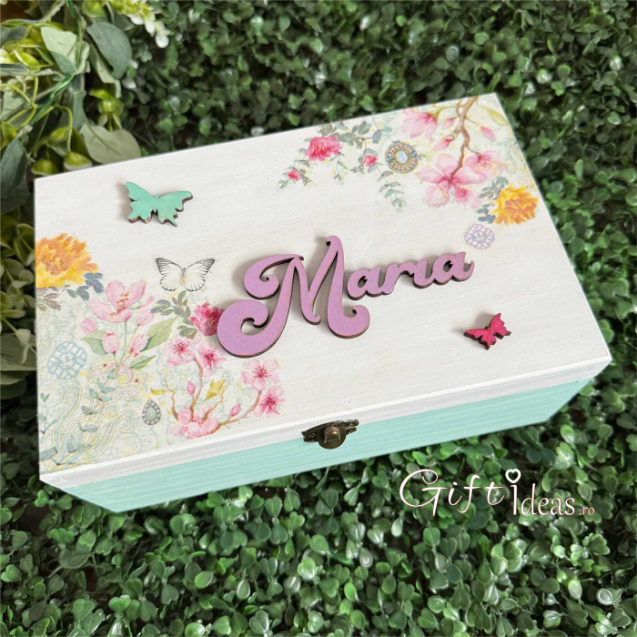 Cutie amintiri personalizata, Flori si Fluturi [1]