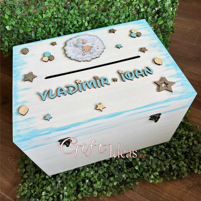 Cutie de dar, cufar amintiri personalizat, Ursuletul cu baloane [1]