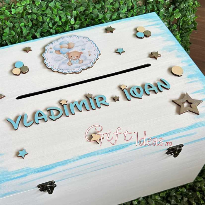 Cutie de dar, cufar amintiri personalizat, Ursuletul cu baloane [5]