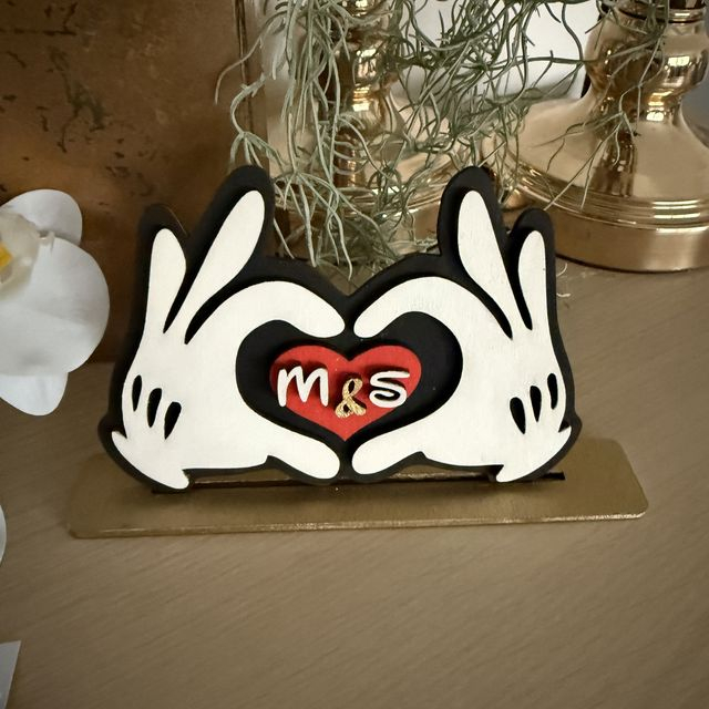 Decoratiune personalizata din lemn - Inima cu initiale [7]