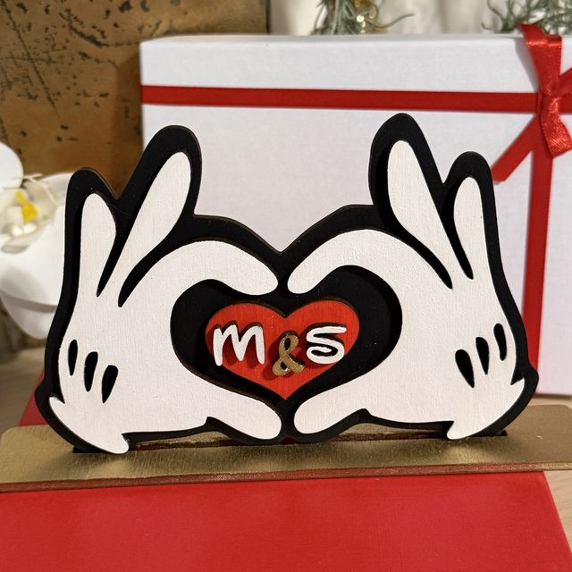 Decoratiune personalizata din lemn - Inima cu initiale [2]