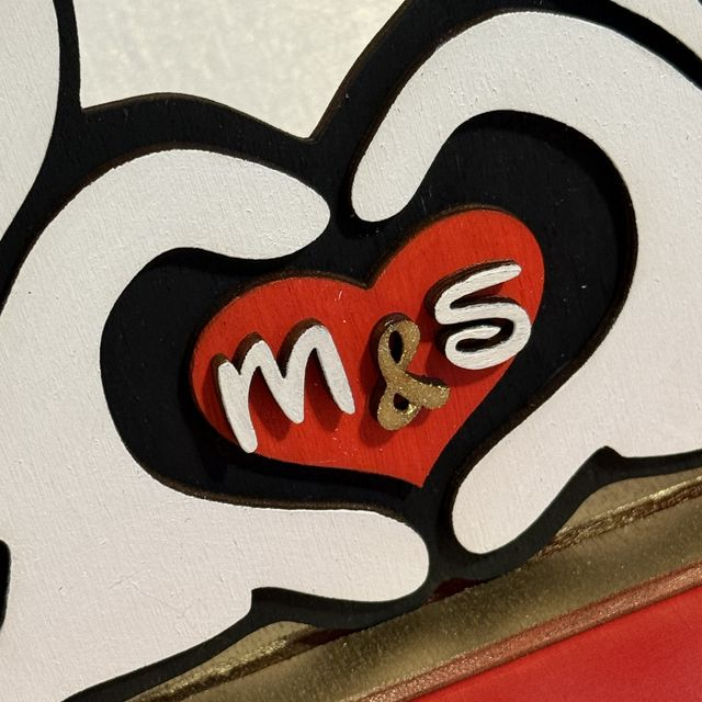 Decoratiune personalizata din lemn - Inima cu initiale [5]