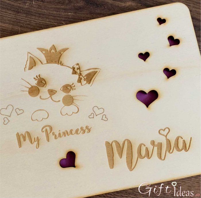 Guest book botez coperti de lemn, pisicuta My Princess [2]