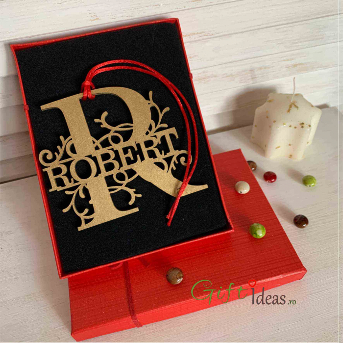 Decoratiune monograma si nume personalizat, gold [3]
