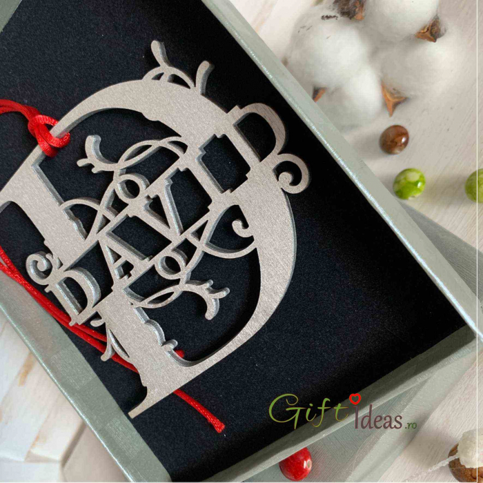 Decoratiune monograma cu nume, silver [3]