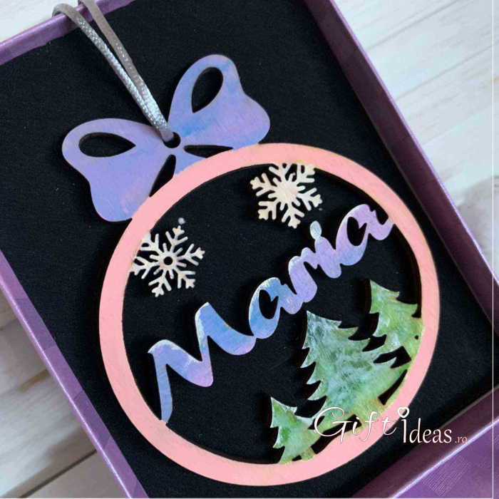 Decoratiune Glob Craciun personalizat, pastel [2]