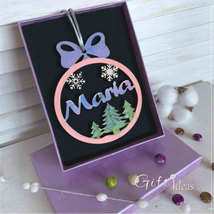 Decoratiune Glob Craciun personalizat, pastel [3]