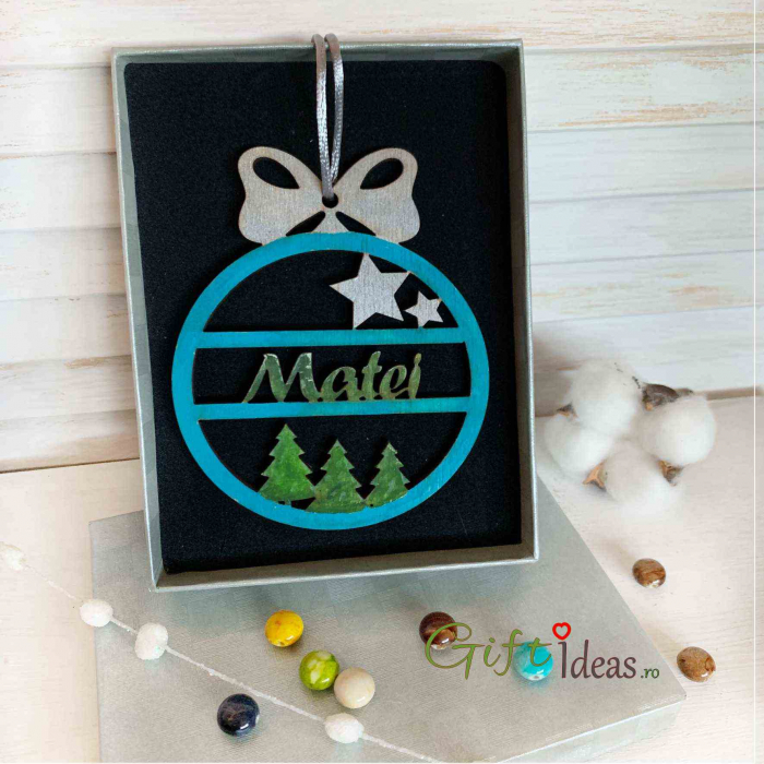 Decoratiune Glob Craciun personalizat, turqoise [1]