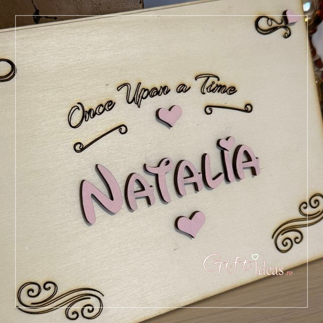 Guestbook lemn gravat nunta botez, Once upon a time [2]