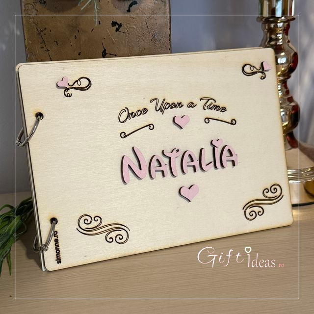 Guestbook lemn gravat nunta botez, Once upon a time [5]