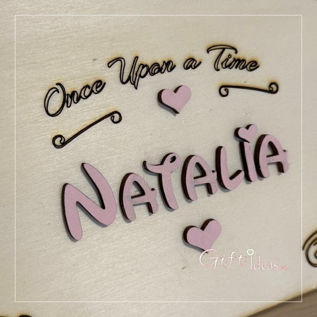 Guestbook lemn gravat nunta botez, Once upon a time [4]