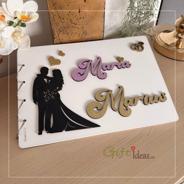 Guestbook Nuntă Personalizat Lemn Pictat Handmade [3]