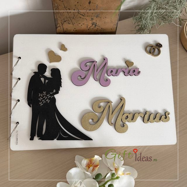 Guestbook Nuntă Personalizat Lemn Pictat Handmade [4]