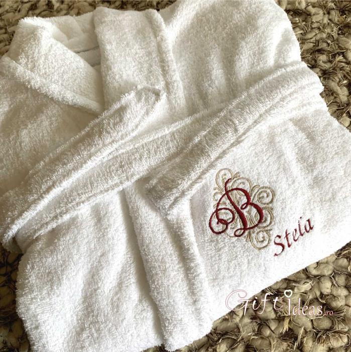 Halat de baie Elegant, personalizat cu monograma caligrafica si nume [2]