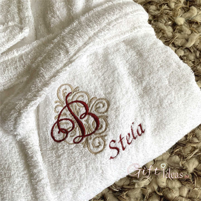 Halat de baie Elegant, personalizat cu monograma caligrafica si nume [3]