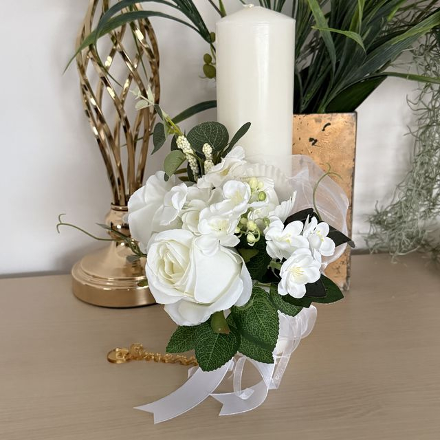 Lumanare nunta botez flori artificiale [2]
