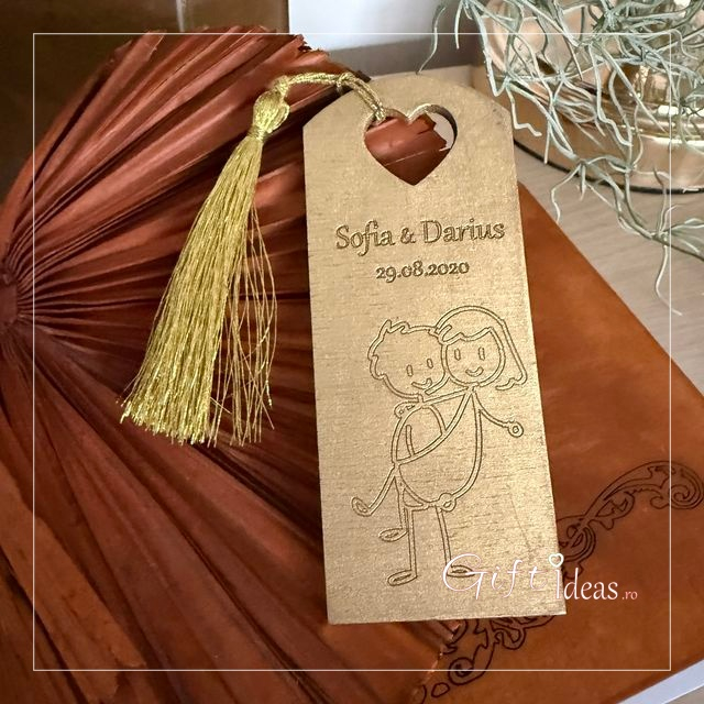 Marturie nuntă personalizata, semn de carte, figurine haioase Mire Mireasa [7]
