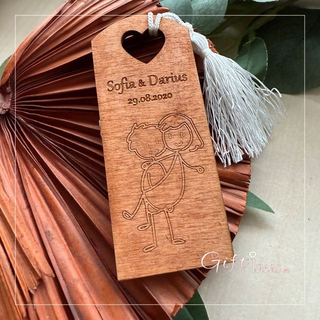 Marturie nuntă personalizata, semn de carte, figurine haioase Mire Mireasa [4]
