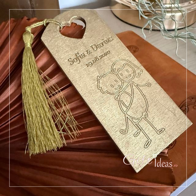 Marturie nuntă personalizata, semn de carte, figurine haioase Mire Mireasa [5]